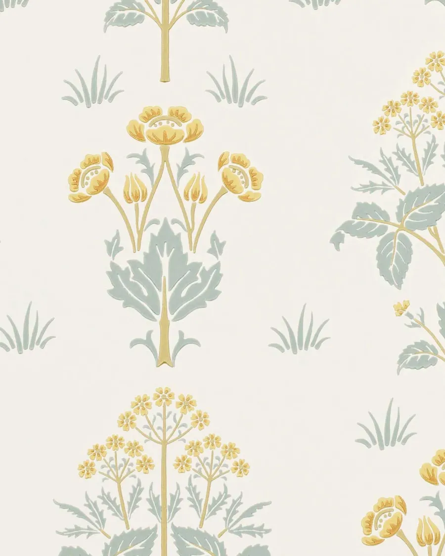Sanderson Design Group Brands Ltd Mönstrade Tapeter|Blommiga Tapeter|William Morris & Co. Tapet - Meadow Sweet Gold/Slate