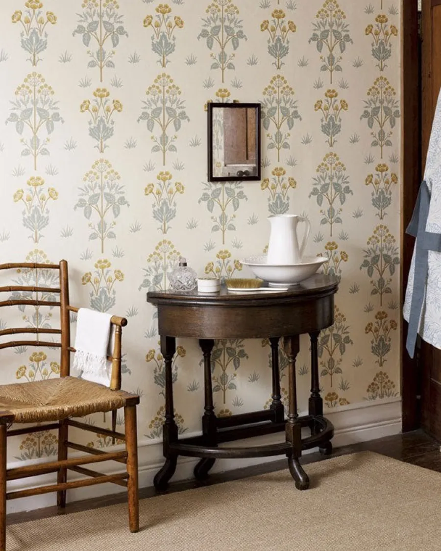 Sanderson Design Group Brands Ltd Mönstrade Tapeter|Blommiga Tapeter|William Morris & Co. Tapet - Meadow Sweet Gold/Slate