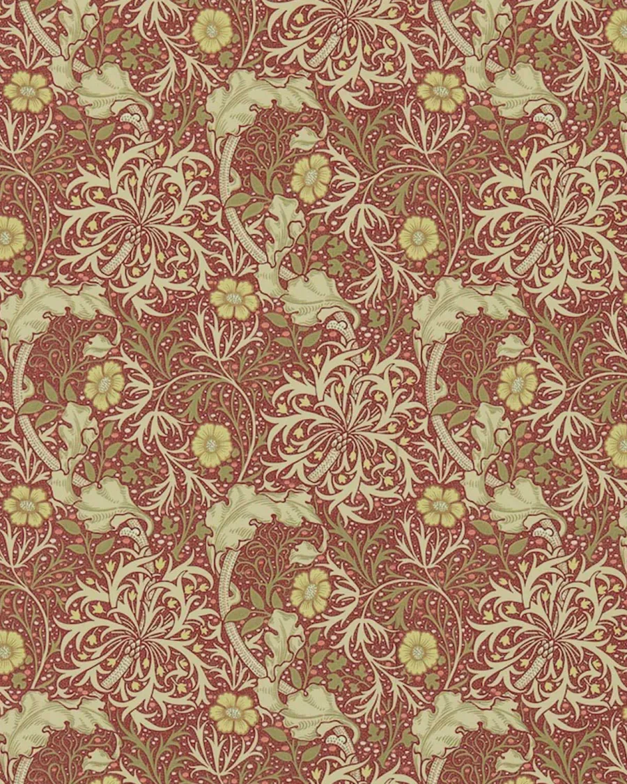 Sanderson Design Group Brands Ltd Mönstrade Tapeter|Blommiga Tapeter|William Morris & Co. Tapet - Morris Seaweed Red/Gold