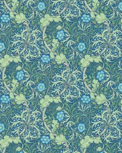 Sanderson Design Group Brands Ltd Mönstrade Tapeter|Blommiga Tapeter|William Morris & Co. Tapet - Morris Seaweed Cobalt/Thyme