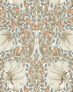 Sanderson Design Group Brands Ltd Mönstrade Tapeter|Blommiga Tapeter|William Morris & Co. Tapet - Pimpernel Linen/Coral
