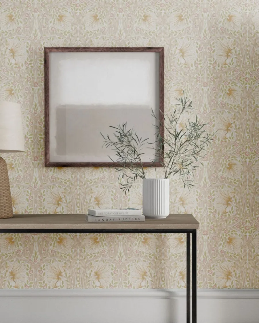 Sanderson Design Group Brands Ltd Mönstrade Tapeter|Blommiga Tapeter|William Morris & Co. Tapet - Pimpernel Linen/Coral