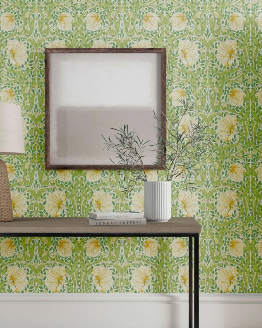 Sanderson Design Group Brands Ltd Mönstrade Tapeter|Blommiga Tapeter|William Morris & Co. Tapet - Pimpernel Weld/Leaf Green