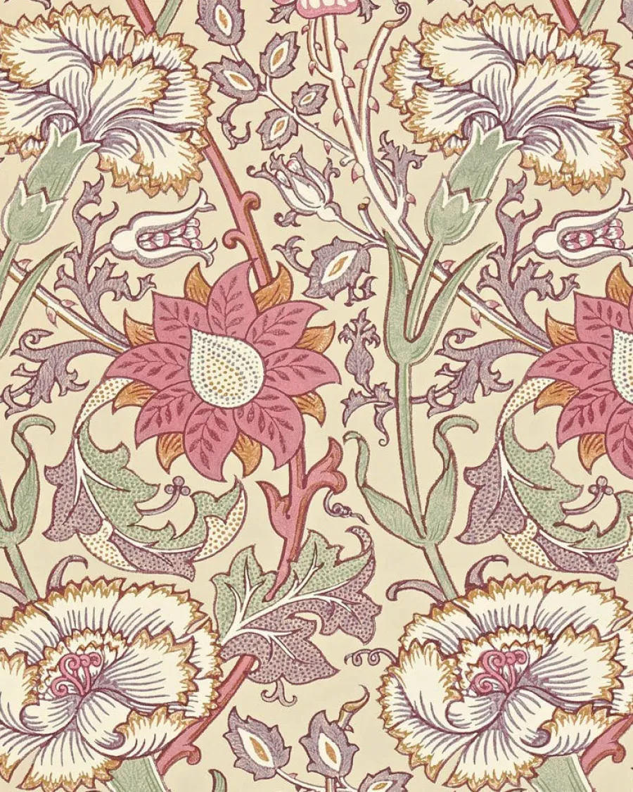 Sanderson Design Group Brands Ltd Mönstrade Tapeter|Blommiga Tapeter|William Morris & Co. Tapet - Pink & Rose manilla/wine