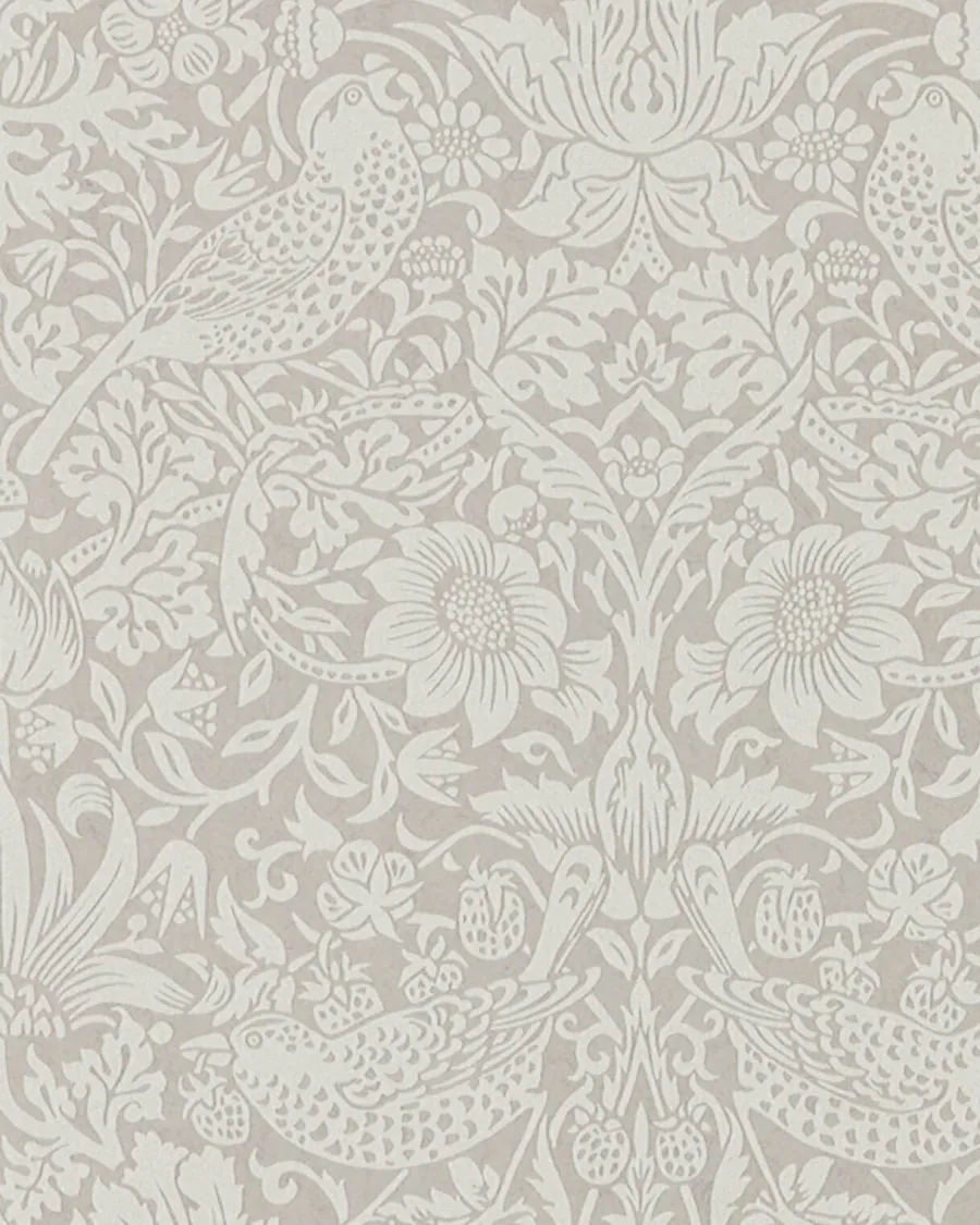 Sanderson Design Group Brands Ltd Mönstrade Tapeter|William Morris & Co - Tapeter|William Morris & Co. Tapet - Pure Strawberry Thief Silver/Stone