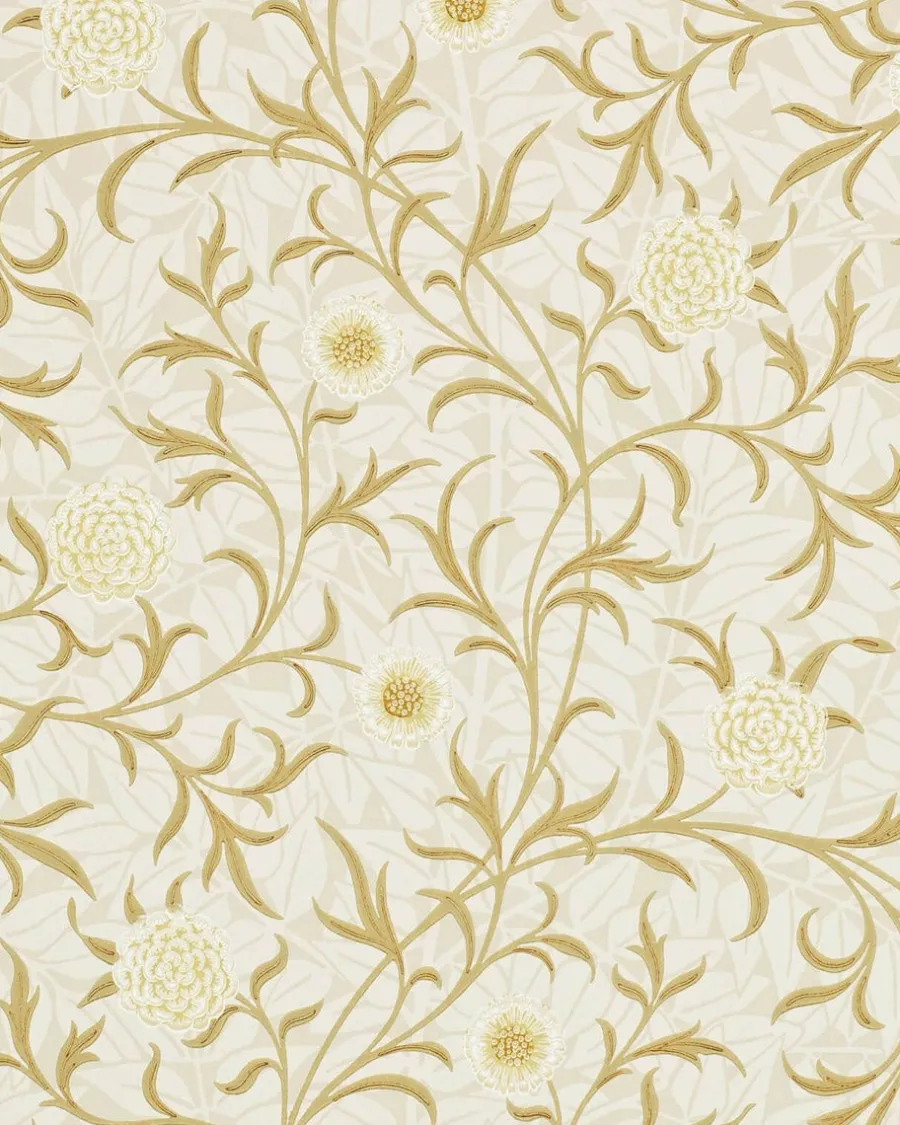 Sanderson Design Group Brands Ltd Mönstrade Tapeter|Blommiga Tapeter|William Morris & Co. Tapet - Scroll Vellum/Biscuit
