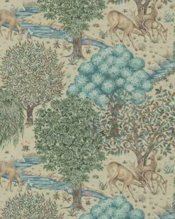 Sanderson Design Group Brands Ltd Mönstrade Tapeter|Blommiga Tapeter|William Morris & Co. Tapet - The Brook Linen Green