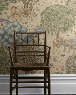 Sanderson Design Group Brands Ltd Mönstrade Tapeter|Blommiga Tapeter|William Morris & Co. Tapet - The Brook Linen Green