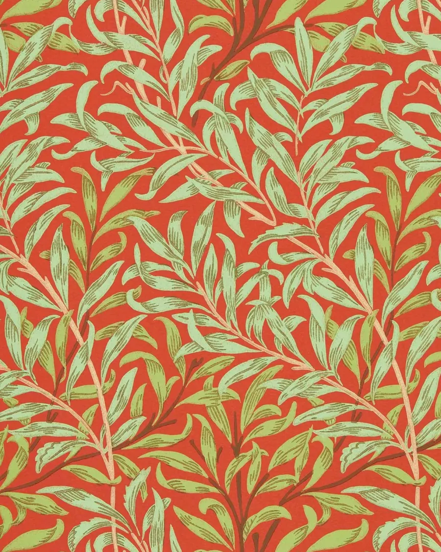 Sanderson Design Group Brands Ltd Mönstrade Tapeter|Blommiga Tapeter|William Morris & Co. Tapet - Willow Boughs Tomato/Olive